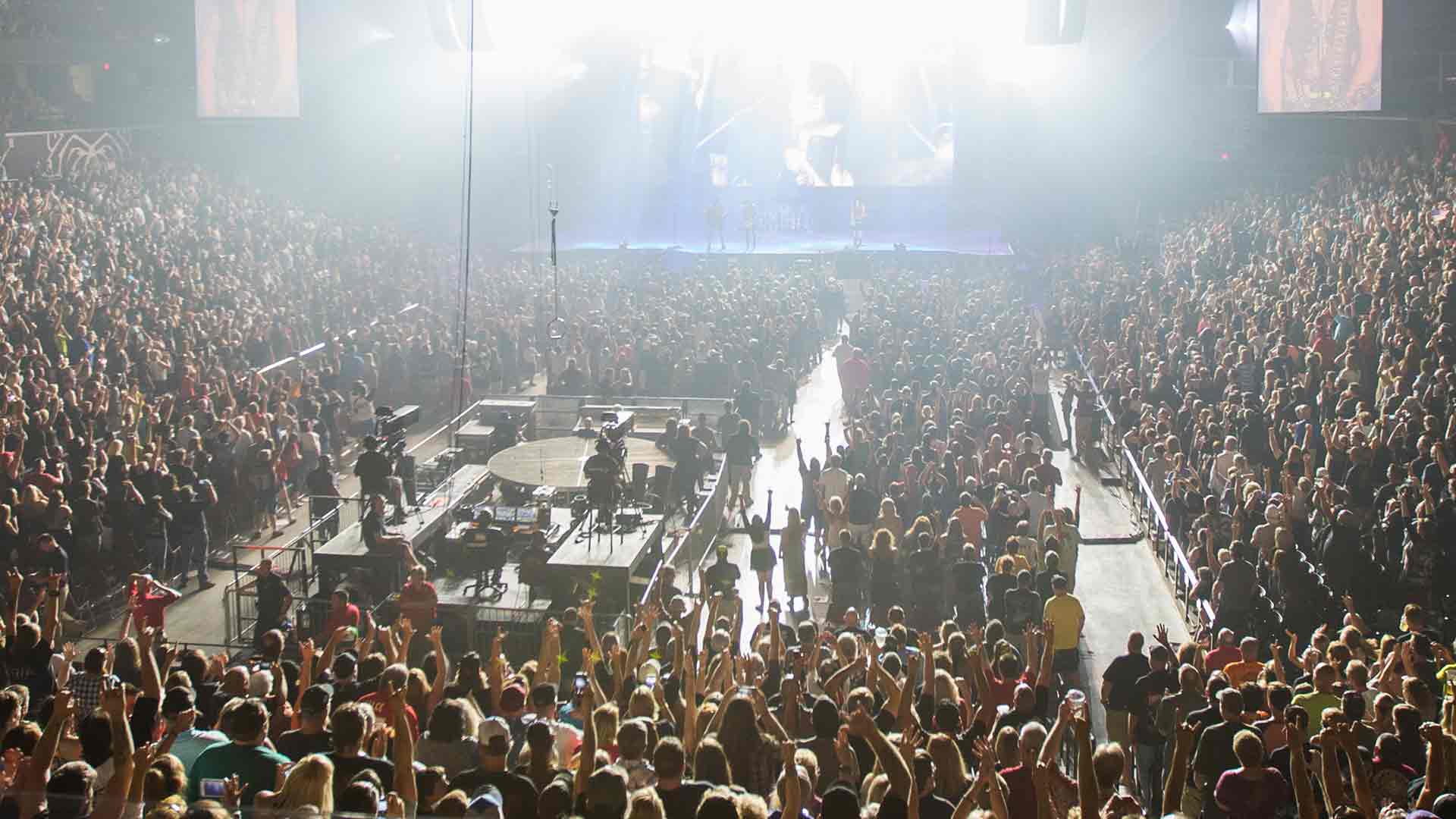Wide-angle view of rock concert